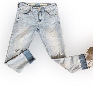 Pilcro and the Letterpress Anthropologie Raw Hem Destroyed EM Jeans. Size 27